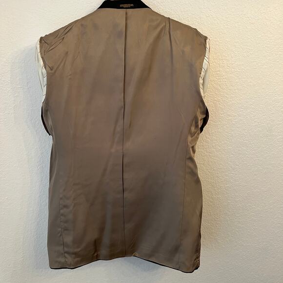 Vintage Evan Picone Suit 41R 34W Wool Double Breasted Navy Chalk Stripe Pleated - Picture 11 of 16